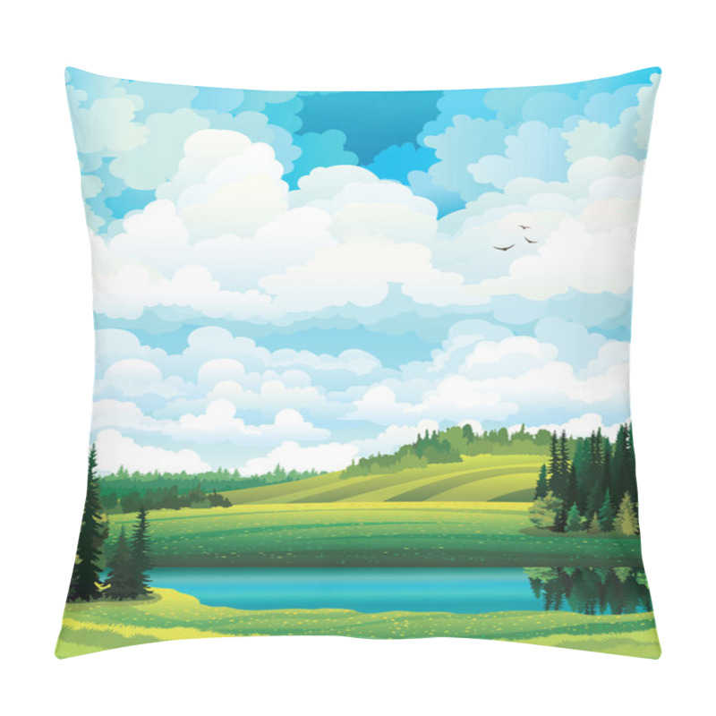 Personality  Green Vector Summer Landscape Pillow Covers