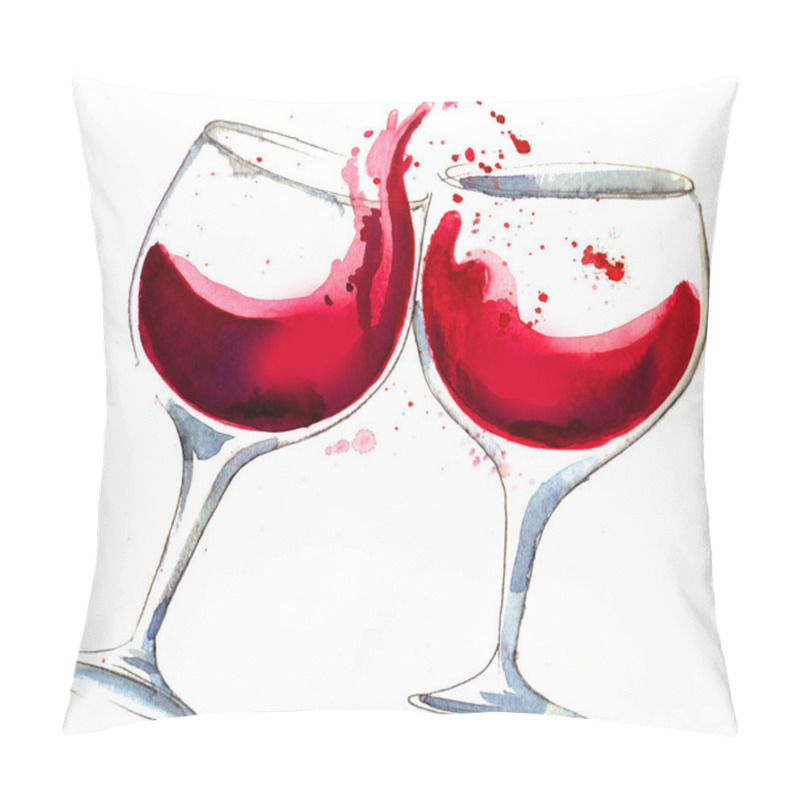 Personality  Glasses With Red Wine On White Background Pillow Covers