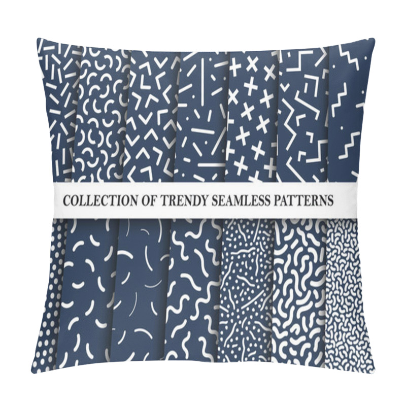 Personality  Collection Of Memphis Seamless Vector Patterns. Fashion 80-90s. Pillow Covers