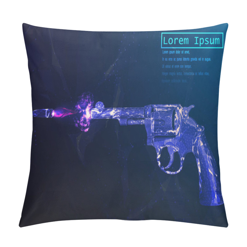 Personality  A Shot From A Pistol With The Flight Of A Bullet Consisting Of Polygons. The Concept Of Data Protection. Low Poly Vector Illustration Of A Starry Sky Or Space. Consists Of Lines, Dots And Shapes. Pillow Covers