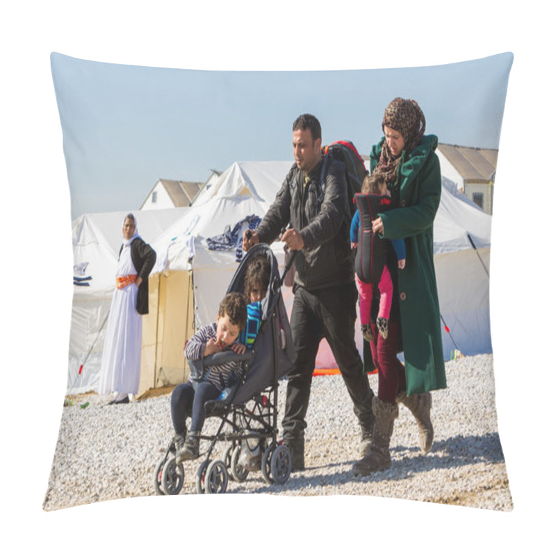 Personality  Refugees  Living In Tents In The Center Relocation Diavata Pillow Covers