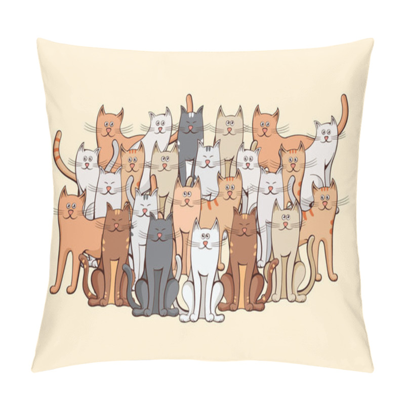 Personality  A Large Crowd Of Cats Pillow Covers