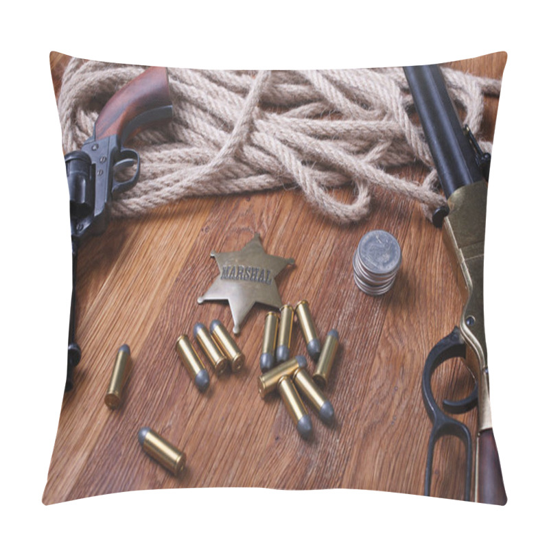 Personality  Wild West Gun, Ammunition And U.S. Marshal Badge Pillow Covers