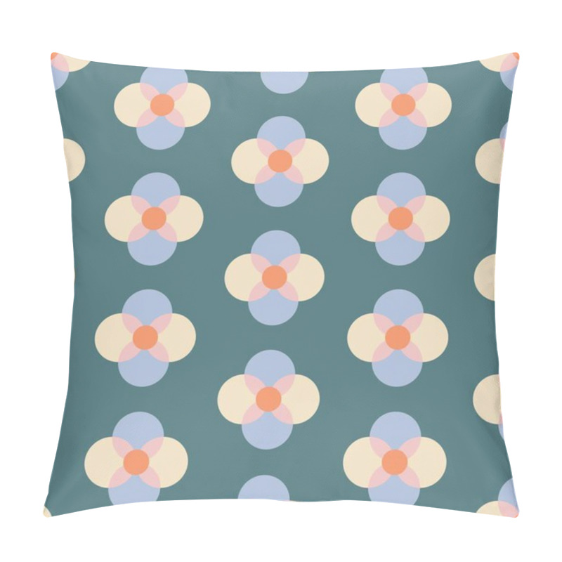 Personality  Simple Floral In Pastel Shades On A Deep Green Background In A Retro 60s Style Pillow Covers