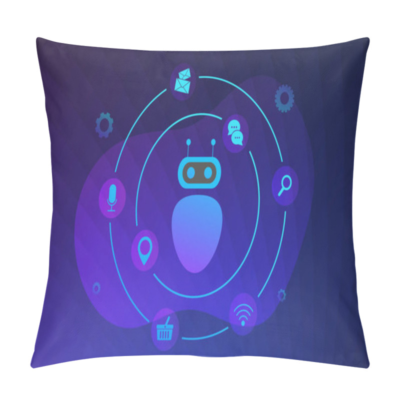 Personality  Robotic Process Automation (RPA) Vector Illustration. Training Robot With Artificial Intelligence (AI) To Facilitate Production Processes And Routine Tasks. Innovation Technology Concept Pillow Covers