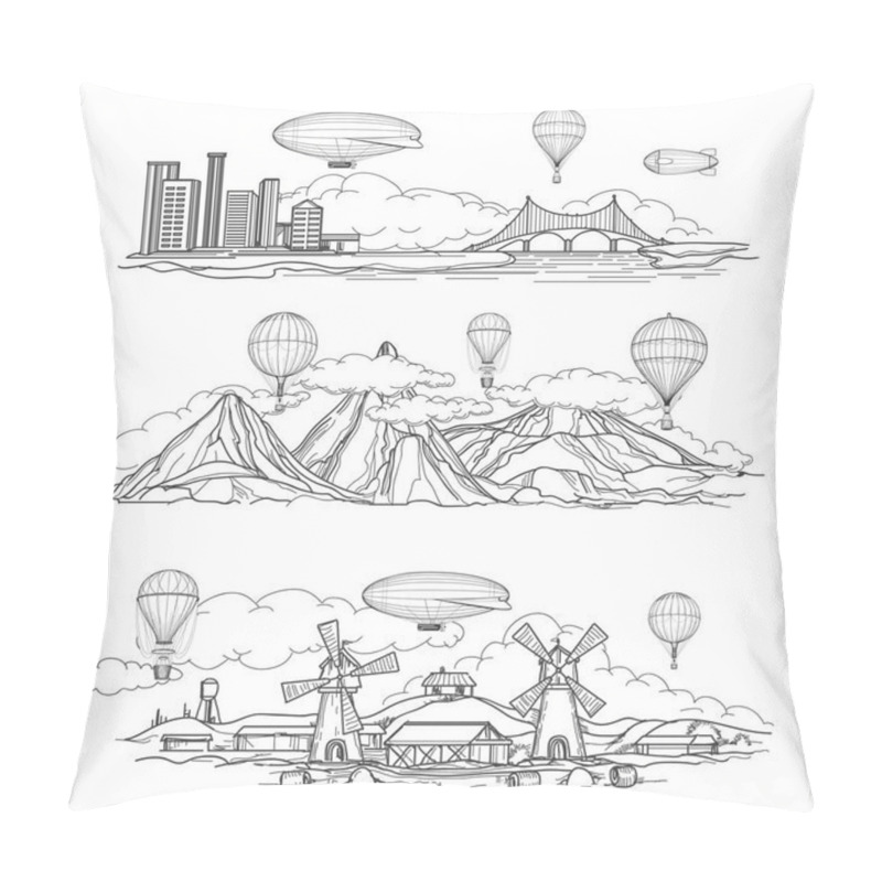 Personality  Landscapes With Hot Air Balloons Parade Pillow Covers