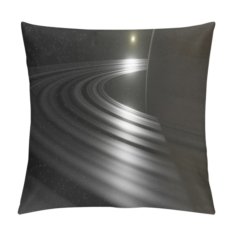 Personality  A Part Of Saturn Rings And Its Reflection From Sunlight (3D Rendering) Pillow Covers