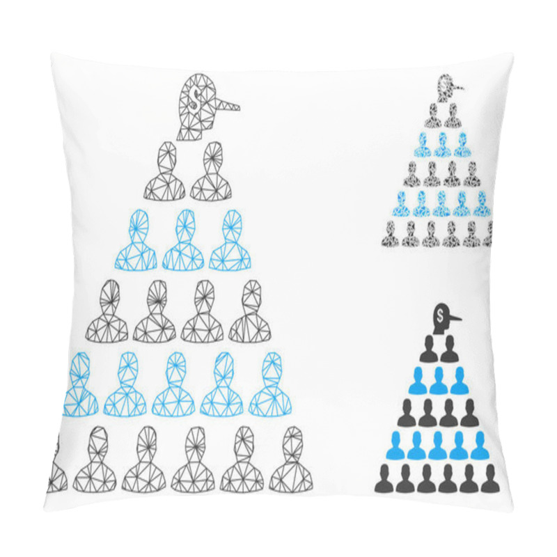 Personality  Ponzi Pyramid Manager Vector Mesh Wire Frame Model And Triangle Mosaic Icon Pillow Covers