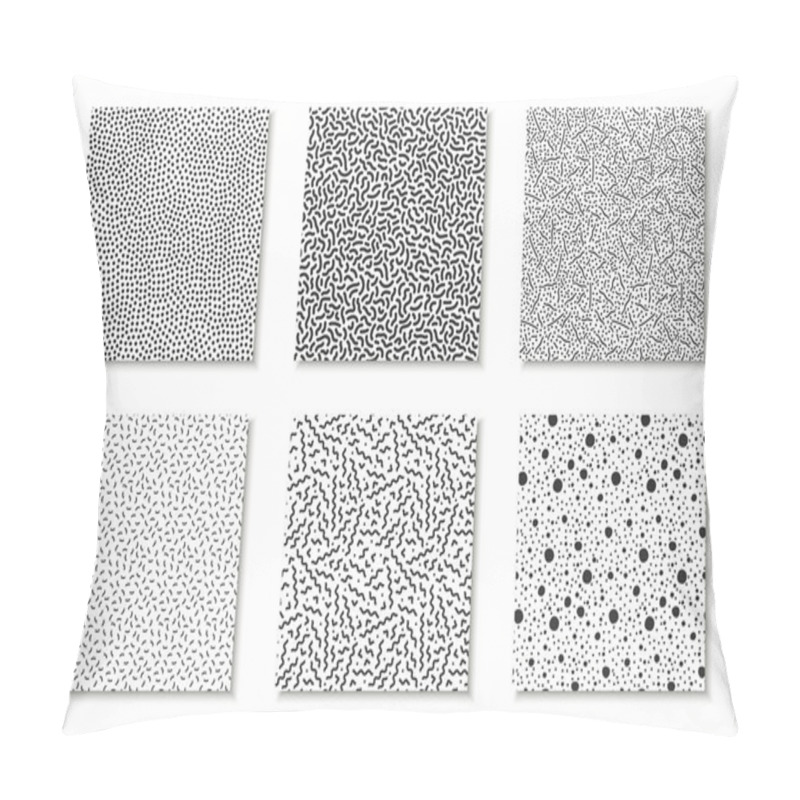 Personality  Collection Of Seamless Memphis Patterns, Cards. Mosaic Black And White Textures. Fashion Design 80 - 90s Pillow Covers