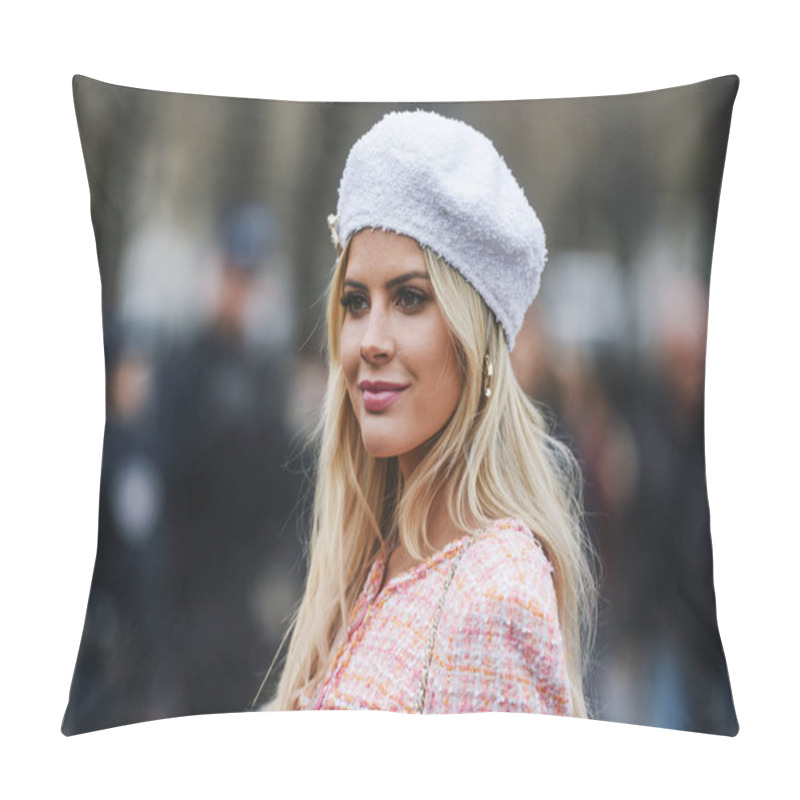 Personality  Paris, France - March 05, 2019: Street Style Outfit Before A Fashion Show During Milan Fashion Week - PFWFW19 Pillow Covers