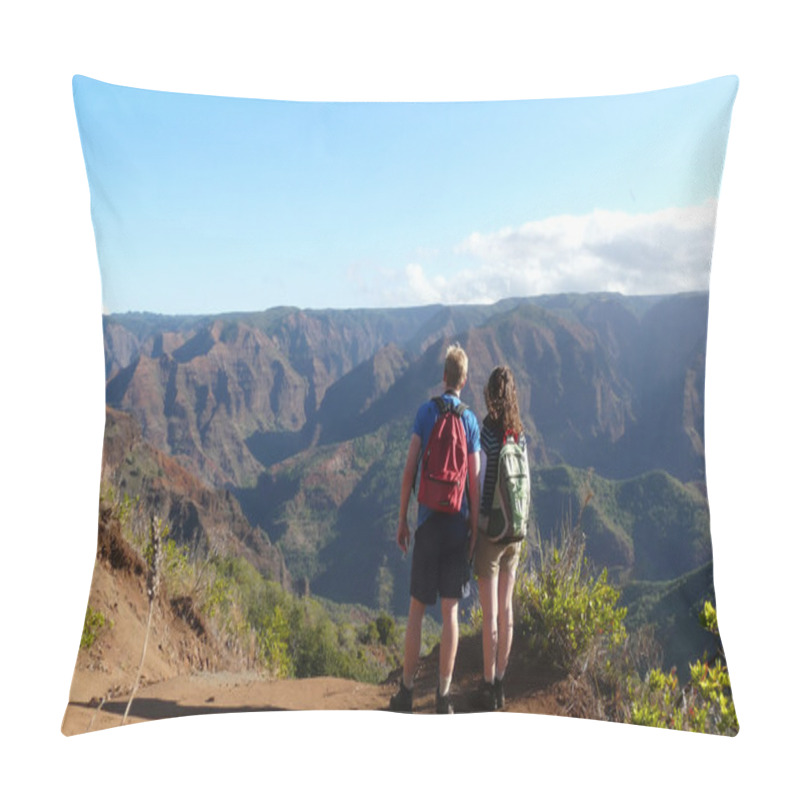 Personality  Tourists Overlooking Waimea Canyon. Pillow Covers