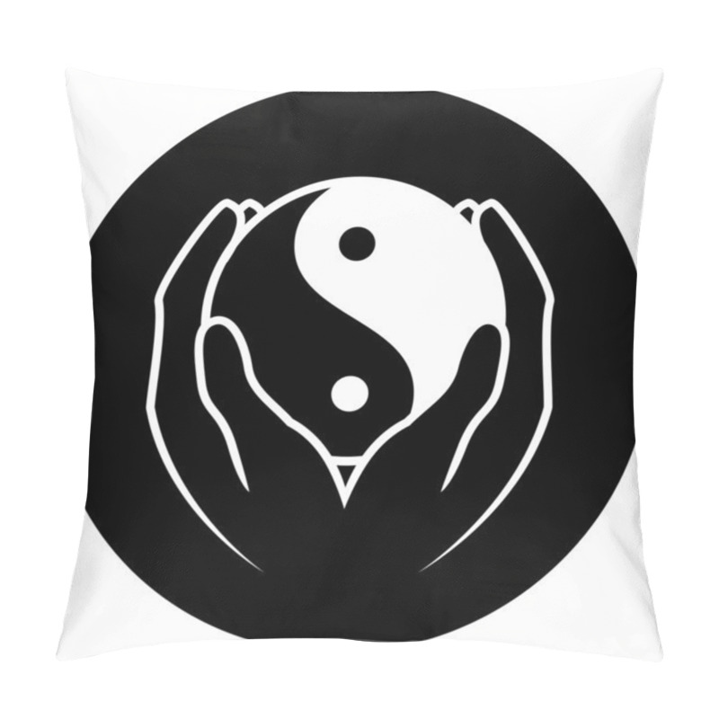 Personality  Vector Illustration Of Hands Holding Yin Yang Symbol Pillow Covers