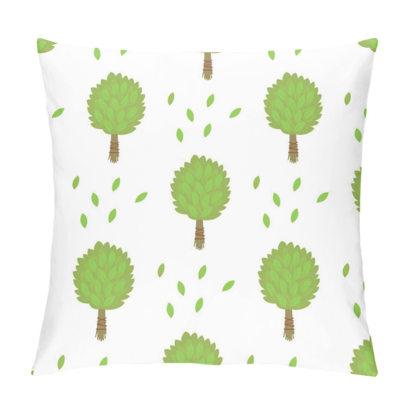 Personality  Leaves Of Green Trees Seamless Pattern Vector Summer Leaf Plant Background Pillow Covers