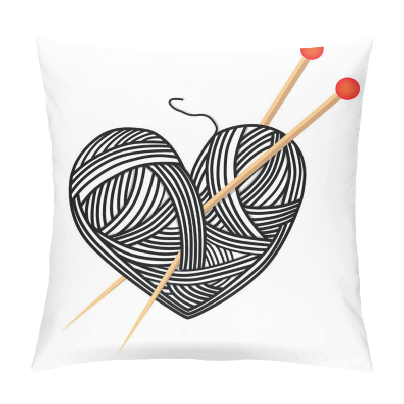 Personality  Heart Wool Knitting Needle Isolates Hobby Handcraft Logo Pillow Covers