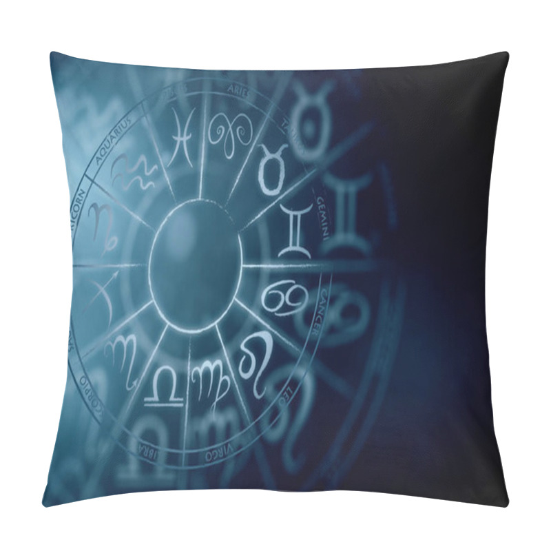 Personality  Zodial Sign Horoscope Cirlce On Dark Background. Creative Background. Astronomy Concept. 3D Rendering  Pillow Covers