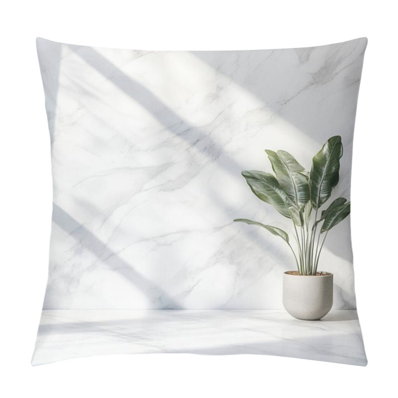 Personality  Elegant Indoor Plant In A Minimalist Space With Marble Walls. Pillow Covers