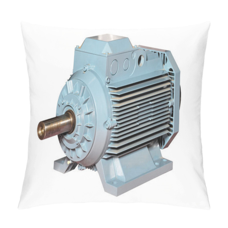 Personality  Close-up Of A Robust Electric Motor Highlighted Against A Plain Background, Emphasizing Its Intricate Design And Mechanical Components. Ideal For Engineering Enthusiasts And Industrial Applications, Isolated On White Background. Pillow Covers