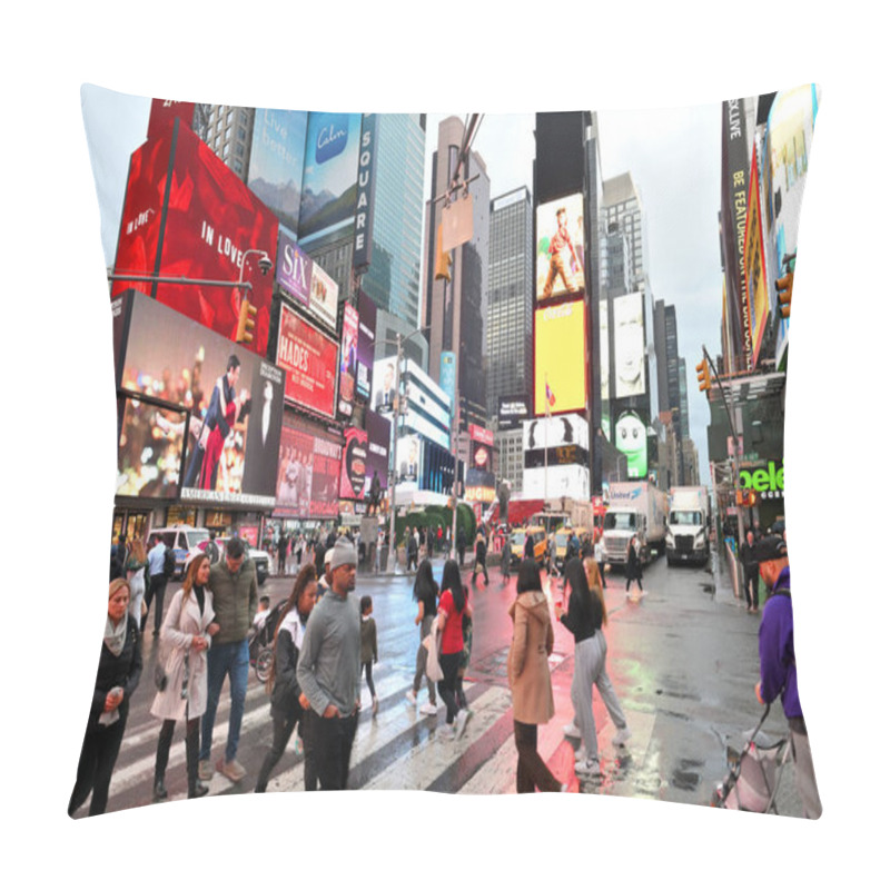 Personality  New York City - February 16, 2023: Unidentified People On The Times Square In Manhattan, In New York City, United State Pillow Covers