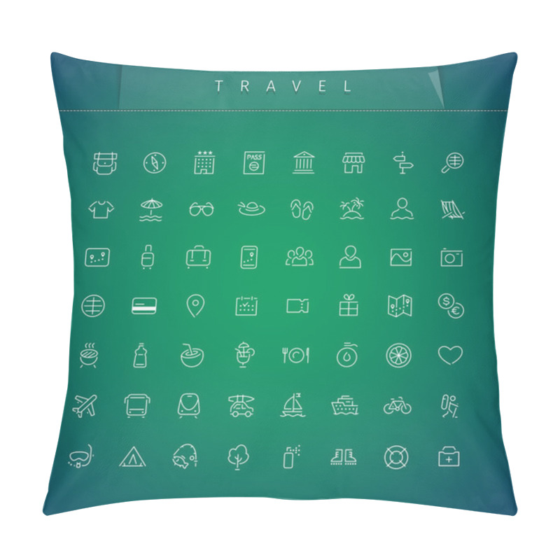 Personality  Travel And Vacation Thin Icons Set Pillow Covers