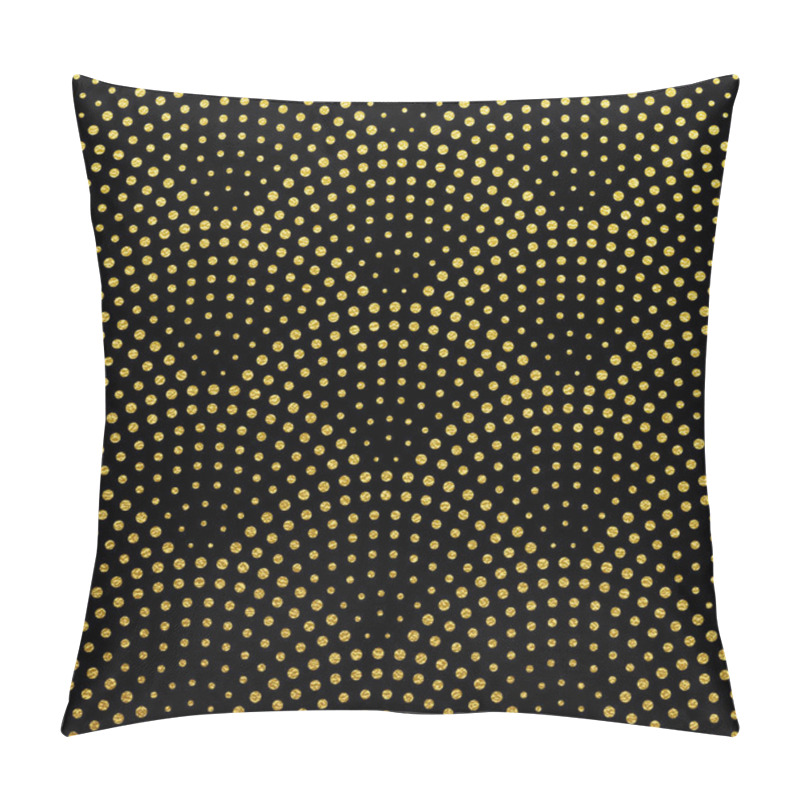 Personality  Seamless Pattern Vector Background Of Glittery Golden Scales Or Art Deco Fountain Confetti In Retro Arch Design With Gold Glittering Dots On Black In Gatsby Style Pillow Covers