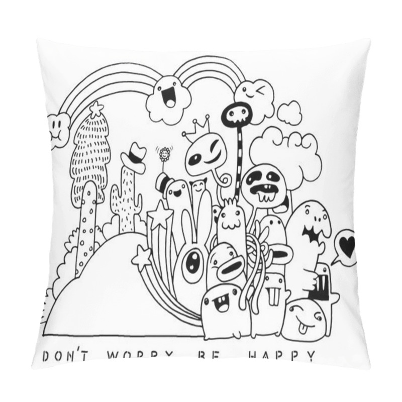 Personality  Hand Drawn Of Doodle Monsters  Pillow Covers