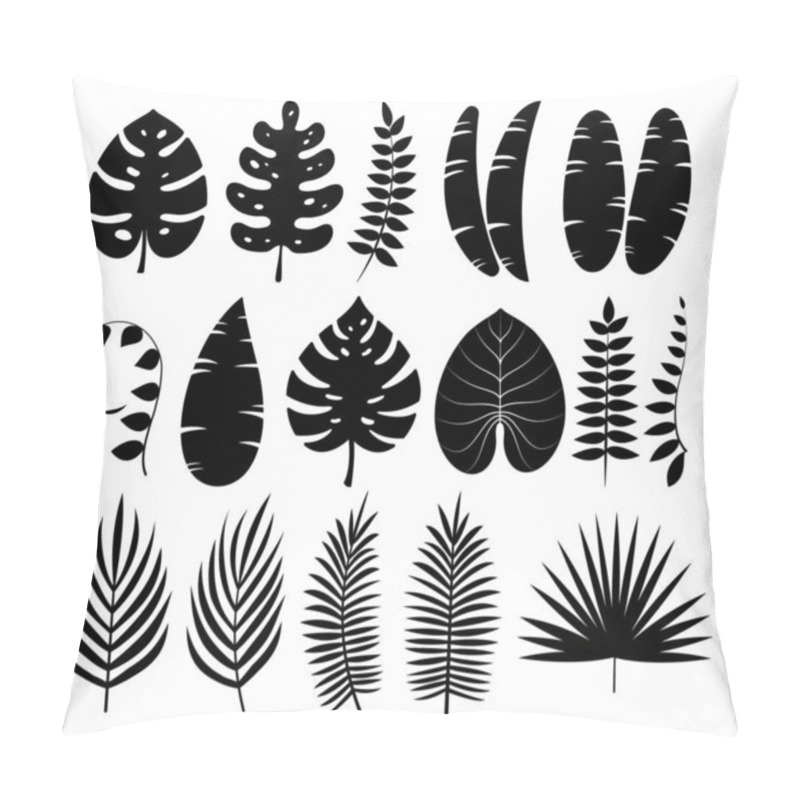 Personality  Tropical Leaves Silhouettes Collection On White Background, For Your Design Elements, Vector And Illustration. Pillow Covers