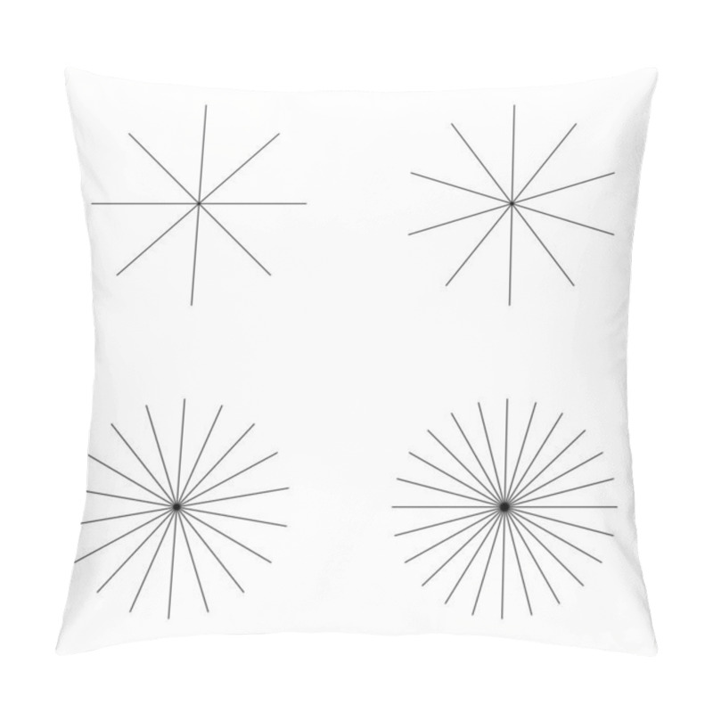 Personality  Set Of Converging Radiating Lines Burst Icon, Geometric Sunburst Element, Sun Shape Vector Illustration . Pillow Covers