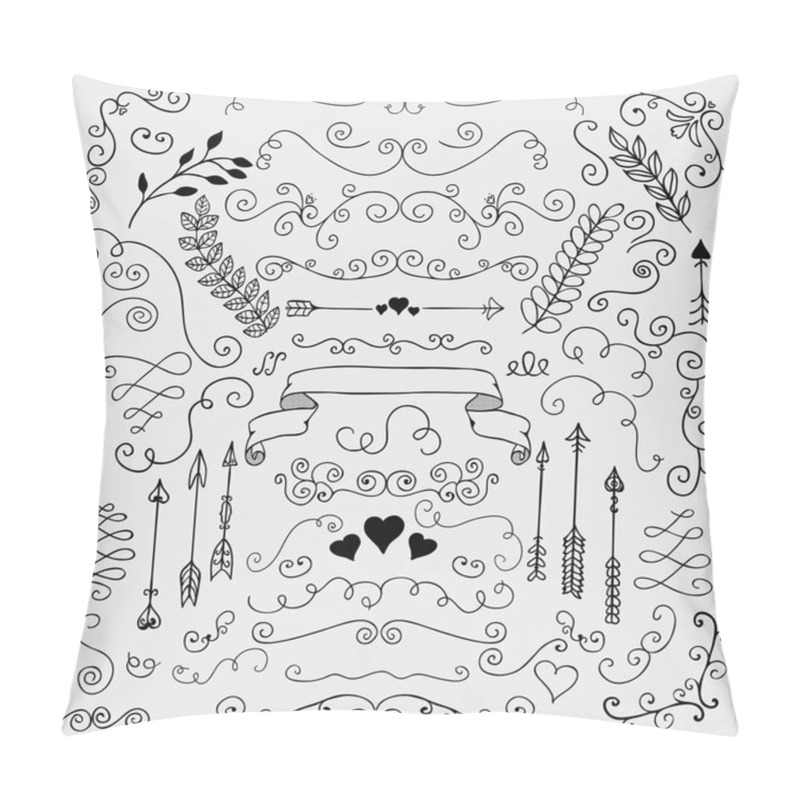 Personality  Vector Hand Sketched Rustic Floral Design Elements Pillow Covers