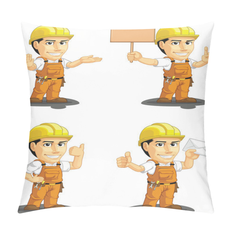 Personality  Industrial Construction Worker Customizable Mascot 4 Pillow Covers