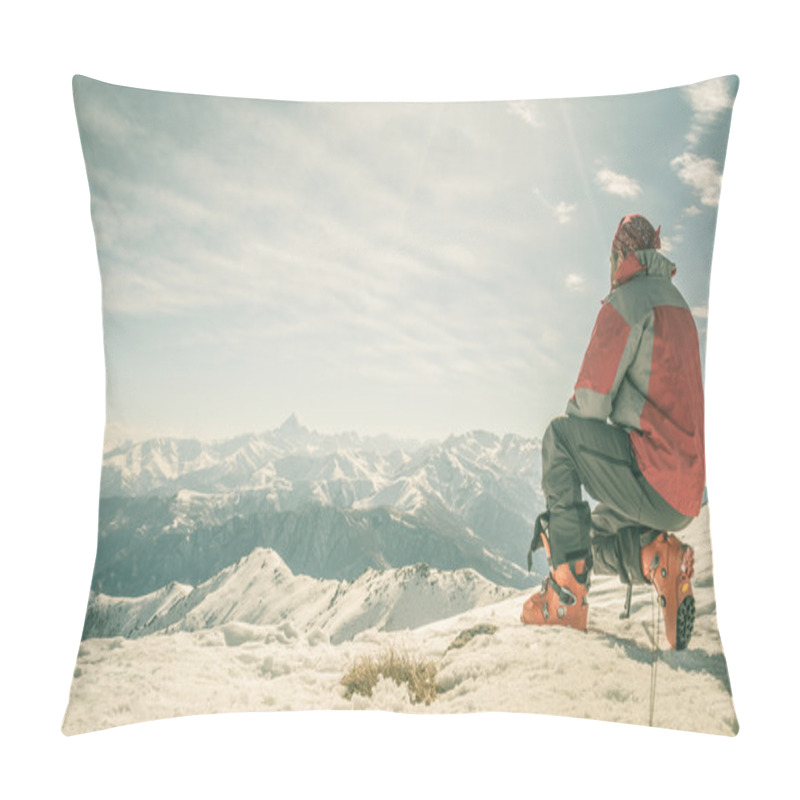 Personality  Alpinist On The Mountain Top Pillow Covers