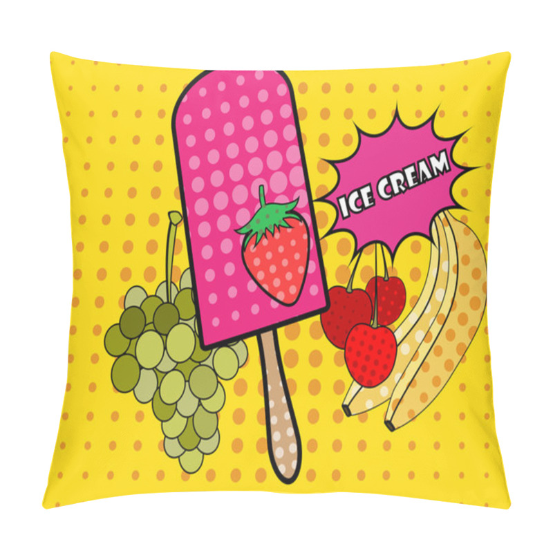 Personality  Ice Cream Pop Art Style. Fruit Icecream. Popsicle. Ice Cream On A Stick. Vector. Pillow Covers