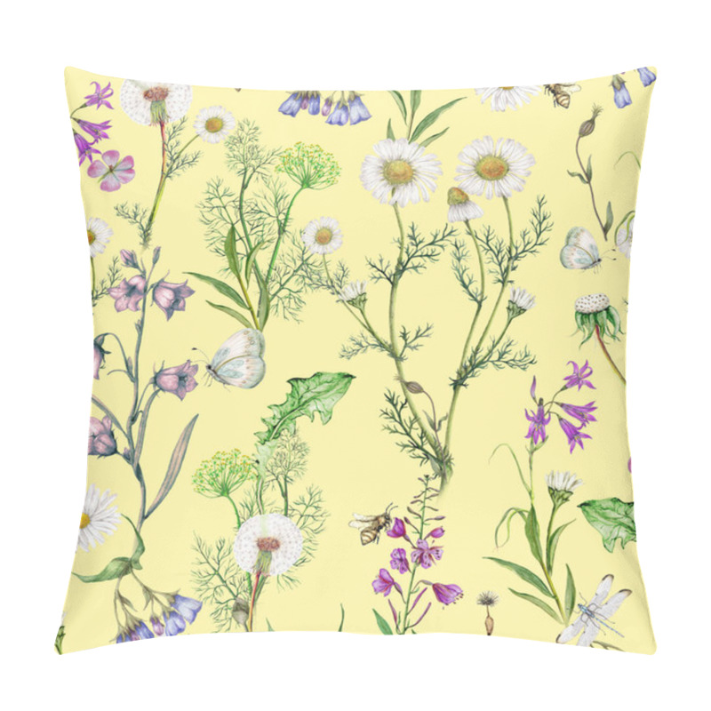 Personality  Repeat Pattern Of Hand Drawn Garden Wildflowers Pillow Covers