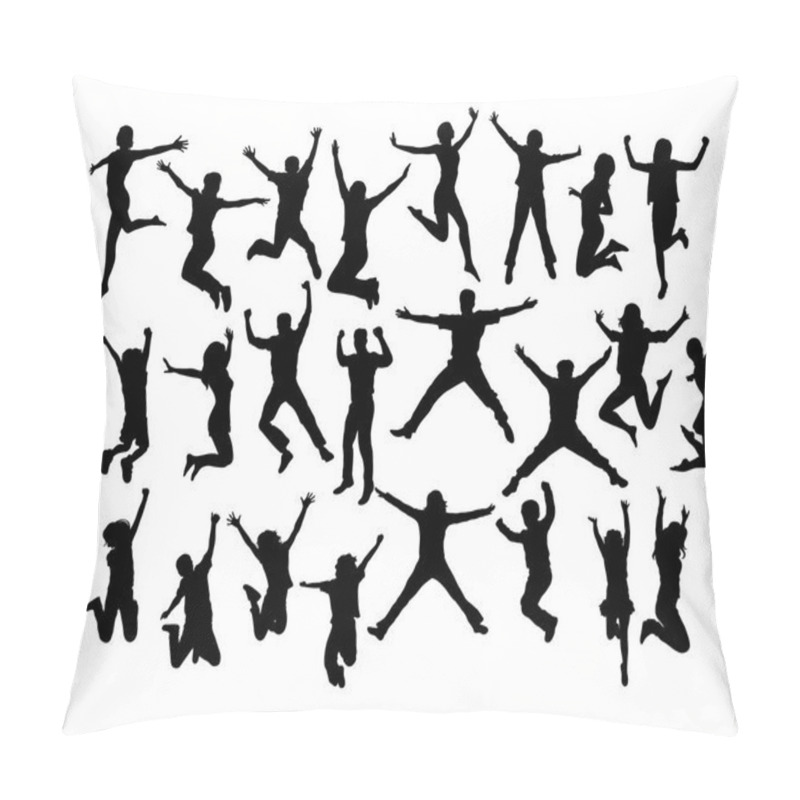 Personality  Happy Jumping Sport Activity Silhouettes, Art Vector Design Pillow Covers