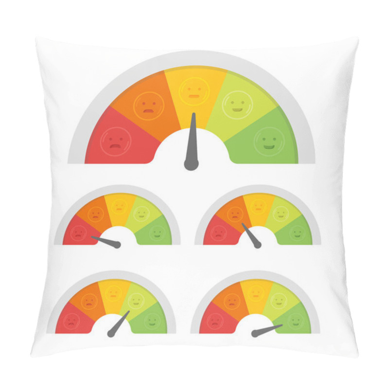 Personality  Customer Satisfaction Meter With Different Emotions. Vector Illustration Pillow Covers