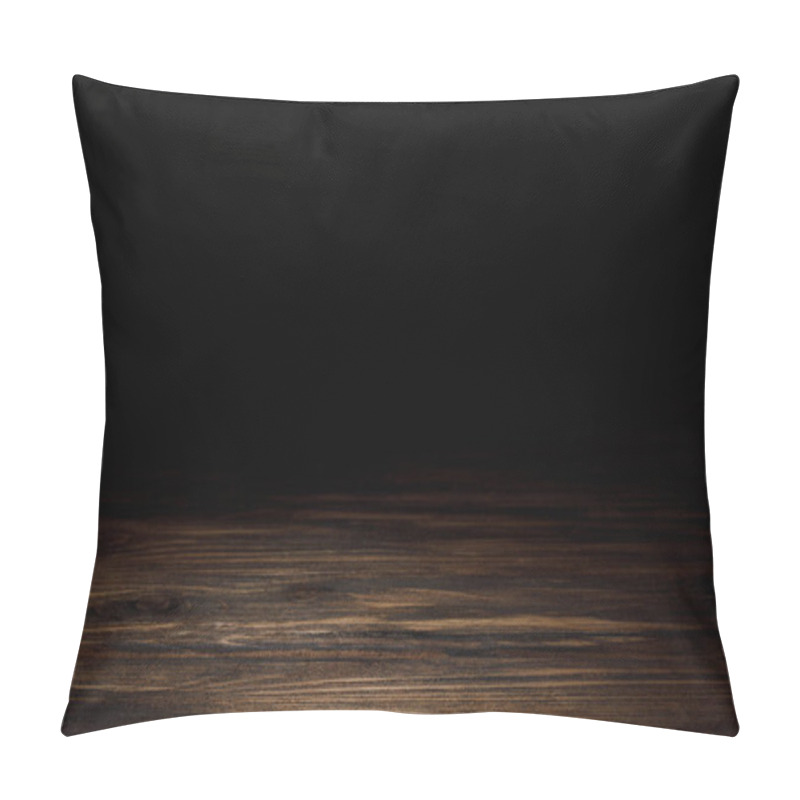 Personality  Dark Brown Striped Wooden Tabletop On Black Pillow Covers