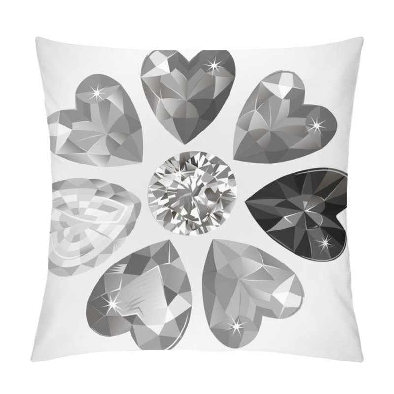 Personality  Heart Cut Gemstone Shape Set Isolated On Background  Pillow Covers