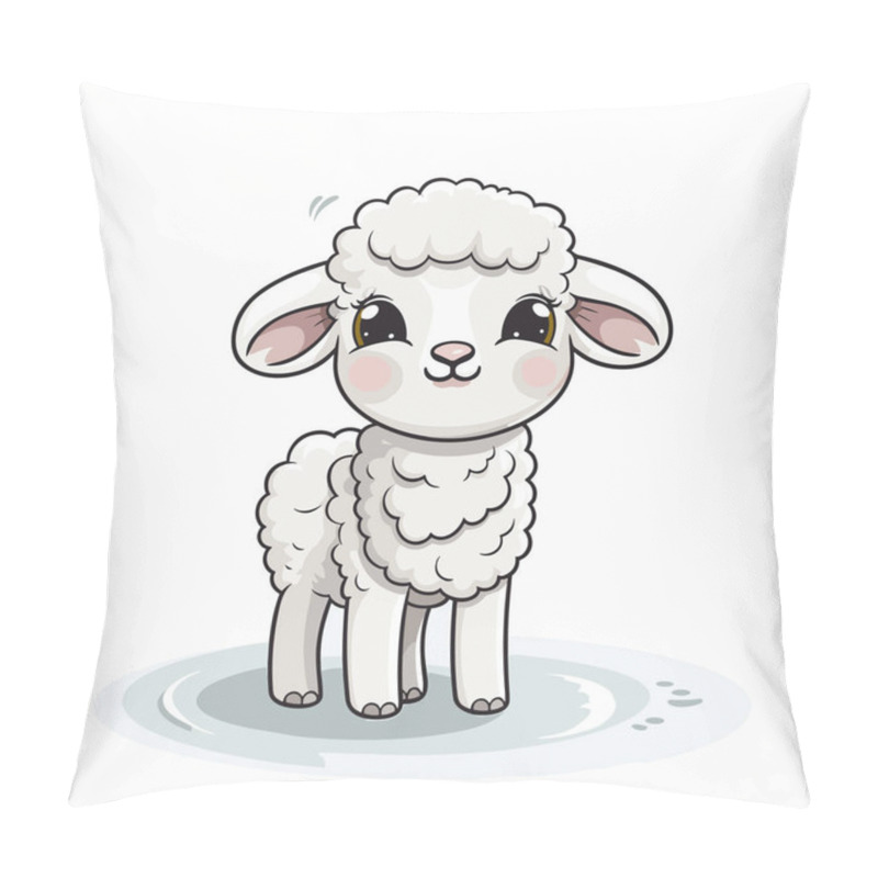 Personality  Lamb. Lamb Hand-drawn Illustration. Vector Doodle Style Cartoon Illustration Pillow Covers