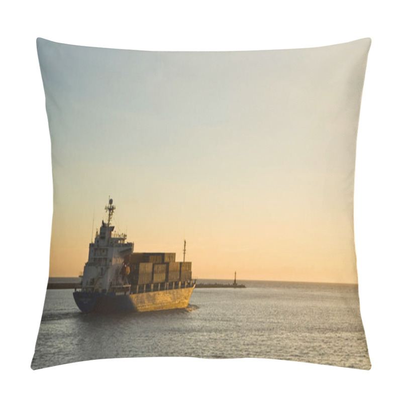 Personality  The Container Ship Sailing On The Sea In Kaohsiung, Taiwan. Pillow Covers