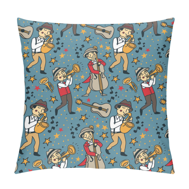 Personality  Seamless Pattern With Cute Doodle Musicians In 1920's Style Pillow Covers