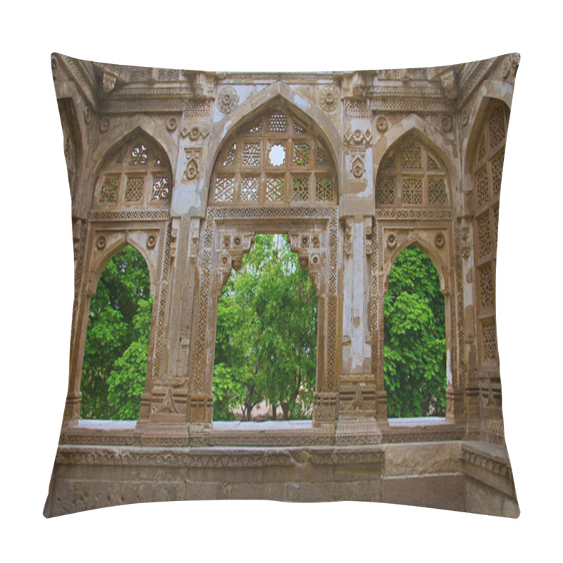 Personality  Inner Carved Wall Of Jami Masjid (Mosque), UNESCO Protected Champaner - Pavagadh Archaeological Park, Gujarat, India. Dates To 1513 AD Pillow Covers