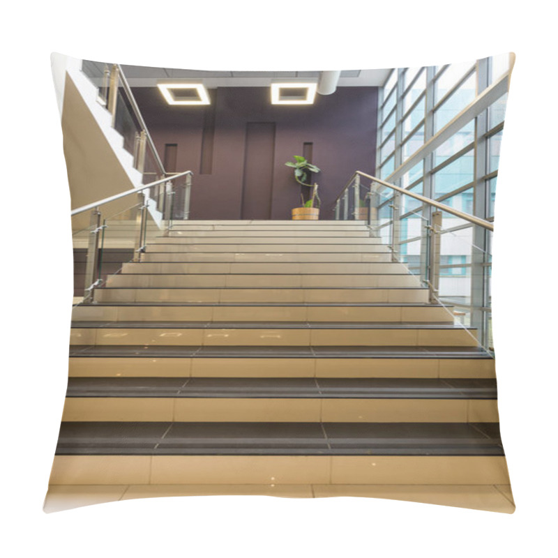 Personality  Stairs With Tiles And Metal Railing Pillow Covers