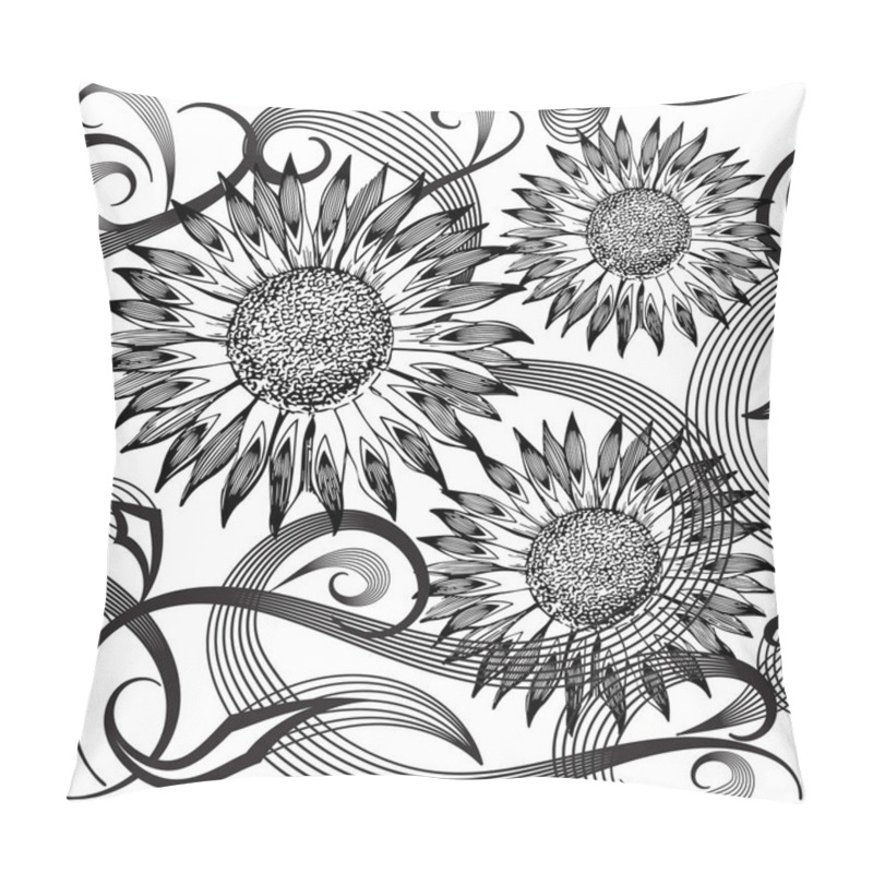 Personality  Modern Abstract Sunflowers Vector Seamless Pattern. Pillow Covers