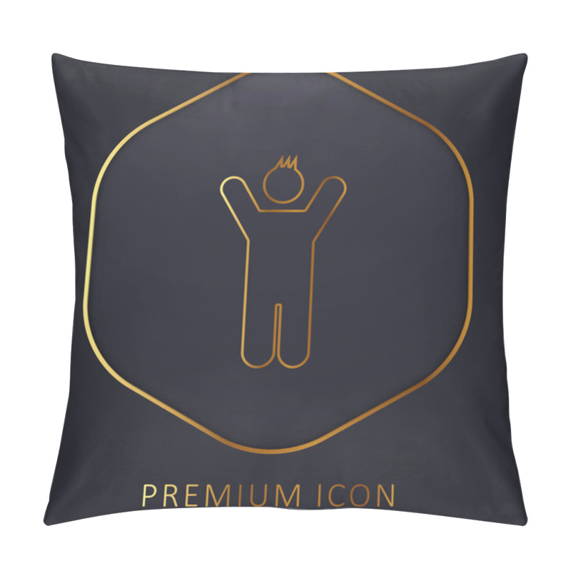 Personality  Boy With Rised Arms Golden Line Premium Logo Or Icon Pillow Covers