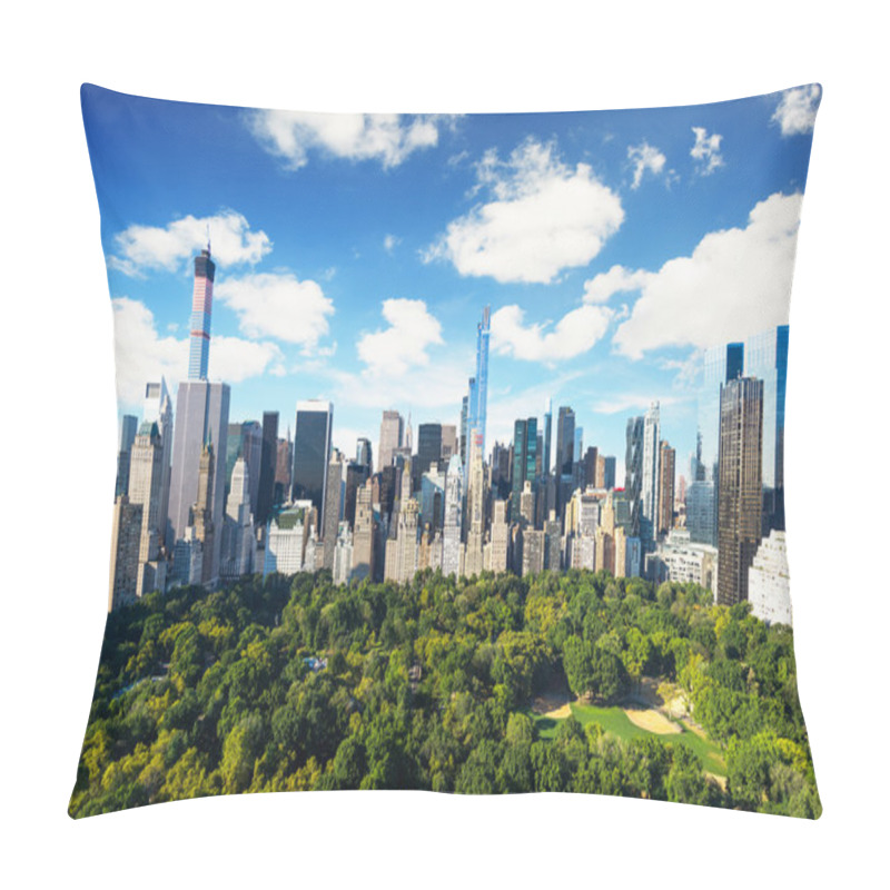 Personality  New York City - Central Park View To Manhattan With Park At Sunny Day - Amazing Birds View Pillow Covers