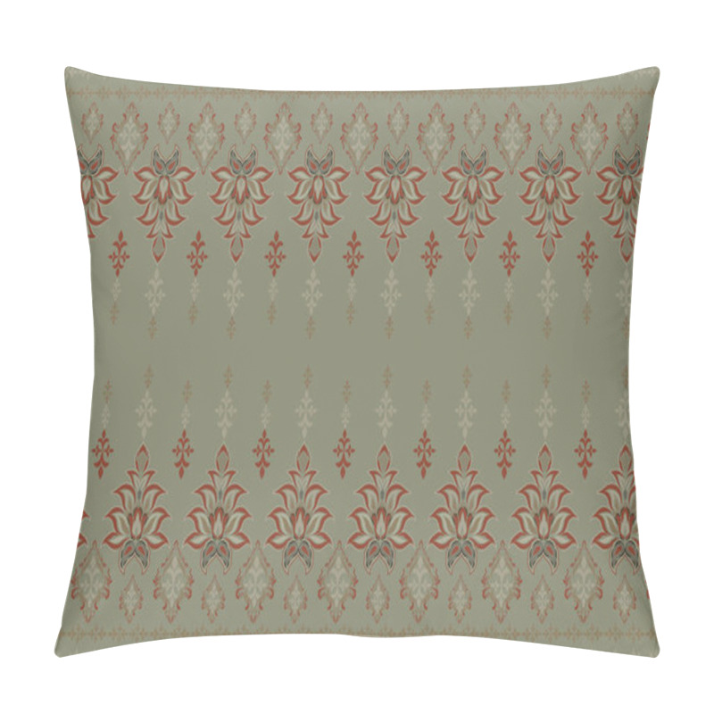 Personality  Motifs African Boho Paisley Floral Ikat Pattern Embroidery Border. Ethnic Ikat Floral Ethnic Indian Pattern Ikat Pattern Ethnic Pattern.Border Indian Floral Aztec Embroidery Border Seamless Patterns. Pillow Covers