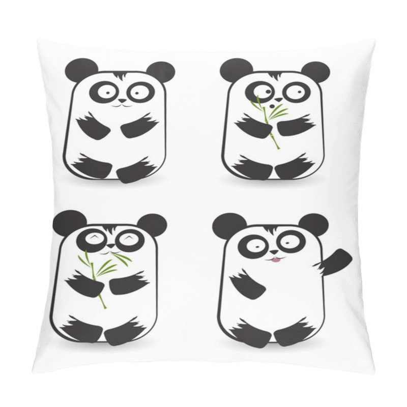 Personality  Vector Set Of Cute Panda Bears Pillow Covers