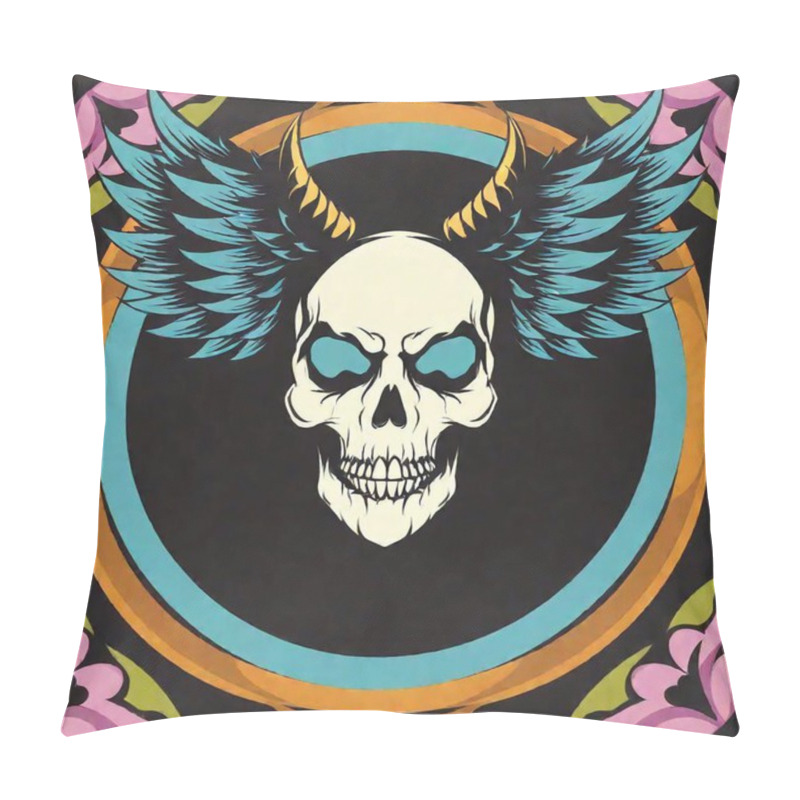 Personality  Skull With Floral Ornament Pillow Covers