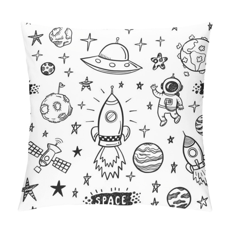 Personality  Doodle Space Seamless Pattern Pillow Covers