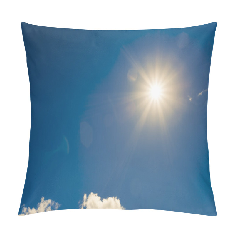 Personality  Bright Sun On Blue Sky With Clouds Pillow Covers