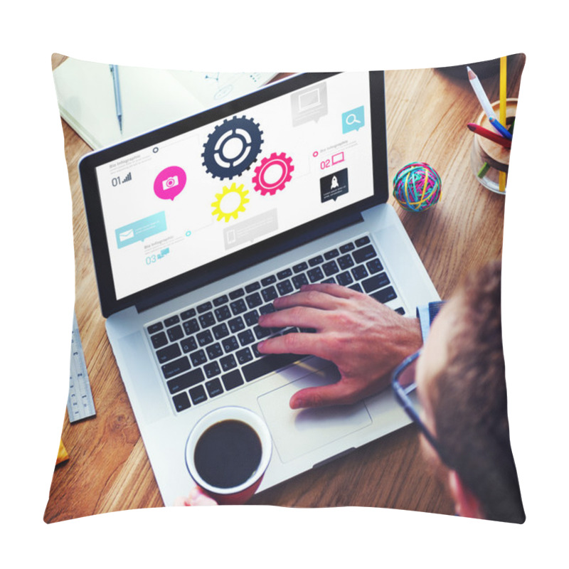 Personality  Cog Functionality Technology Business Concept Pillow Covers